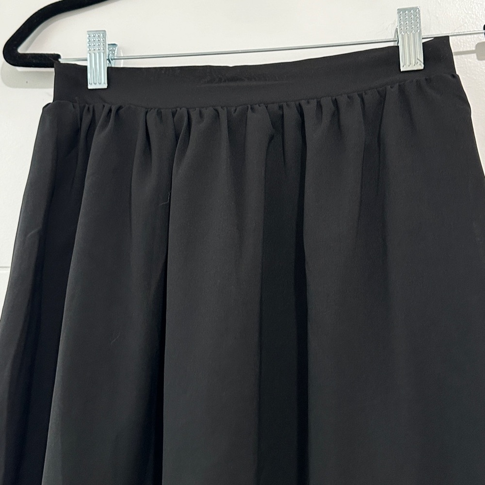 Black High Waisted Flowy Midi Skirt Side Slit Lightweight Summer Vacation Size S - Picture 8 of 12